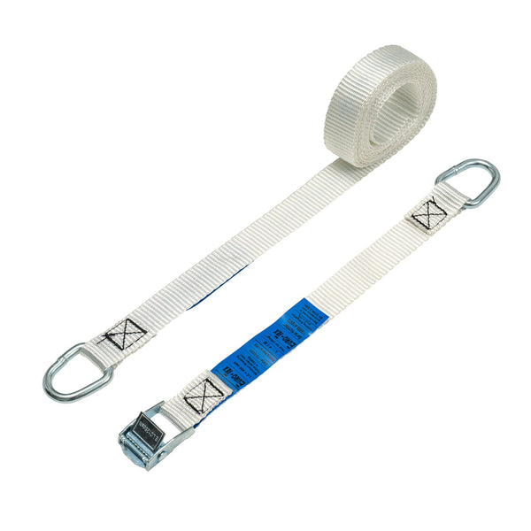 25mm Cam Buckle Strap, 250kg with D Rings (White)