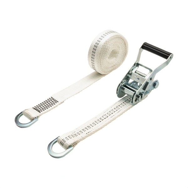 35mm Ratchet Strap, 3000kg with D Rings (White)