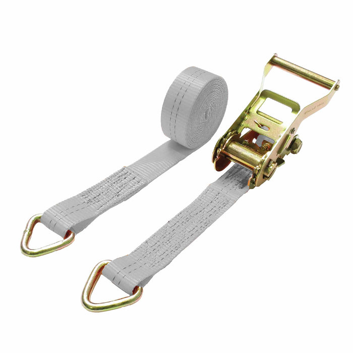 35mm Ratchet Strap, 3000kg with D Rings (White)