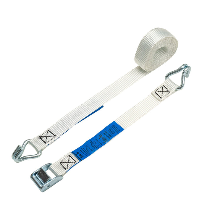 25mm Cam Buckle Strap, 400kg with Claw Hooks (White)