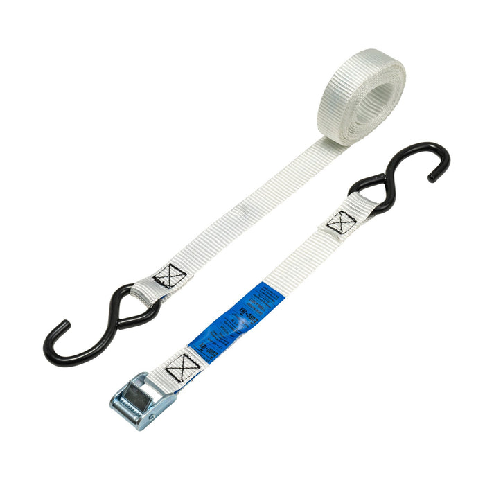 25mm Cam Buckle Strap, 400kg with S Hooks (White)