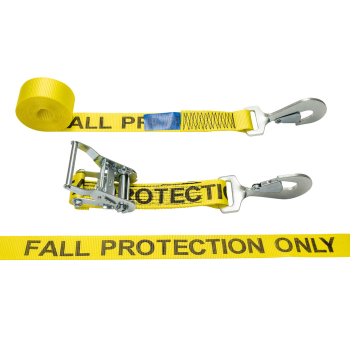 Fall Arrest Strap with Ratchet Buckle and Twisted Snap Hooks