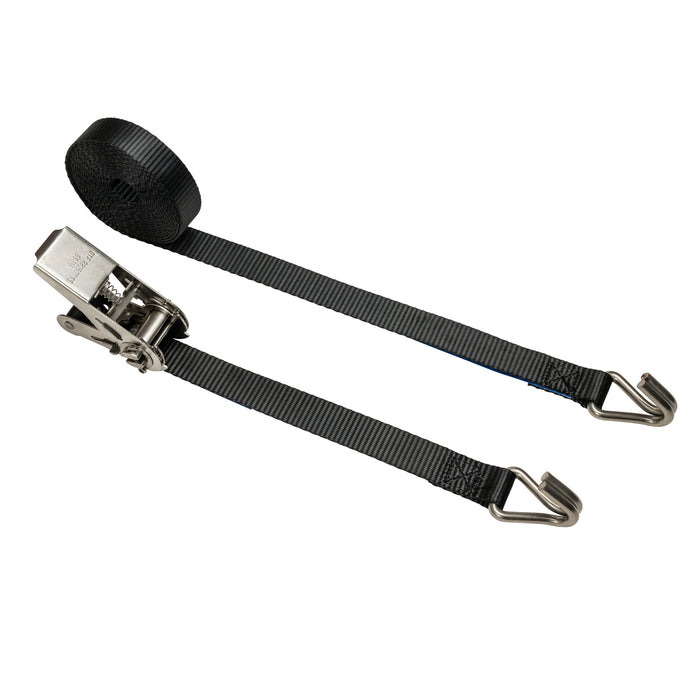 Stainless Steel 25mm Ratchet Strap, 700kg with Claw Hooks