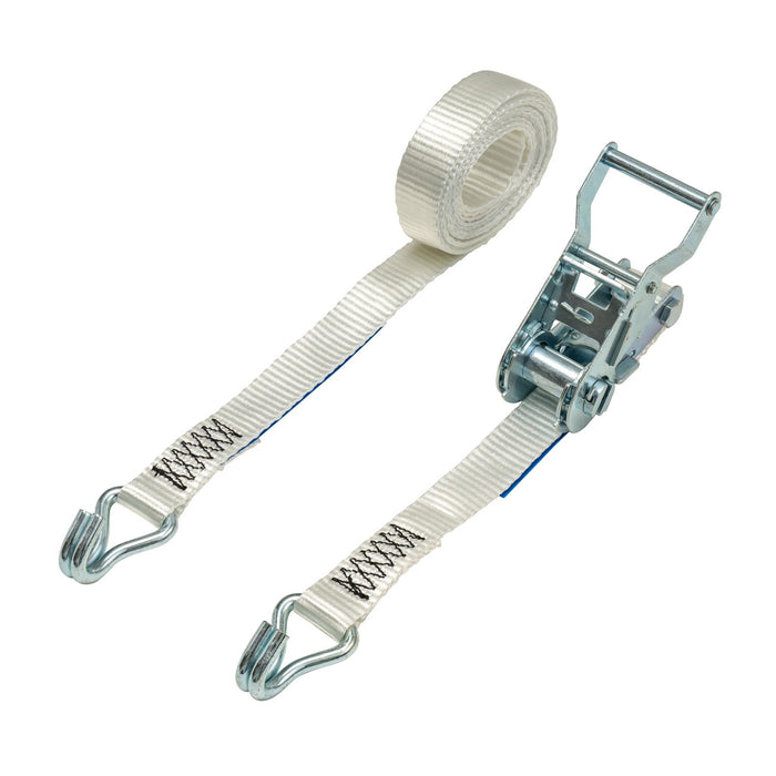 25mm Ratchet Strap, 1500kg with Claw Hooks (White)
