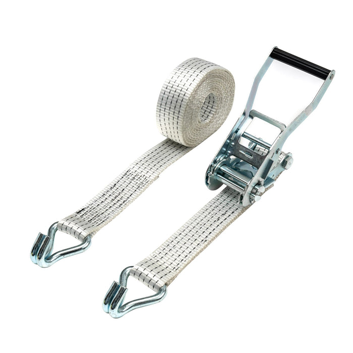 50mm Ratchet Strap, 5000kg with Claw Hooks (White)