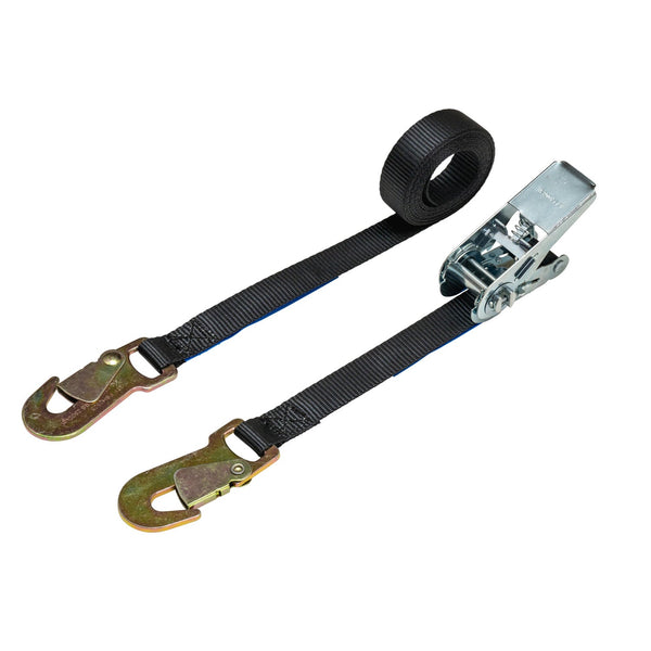 25mm Ratchet Strap, 800kg with Snap Hooks (Black)