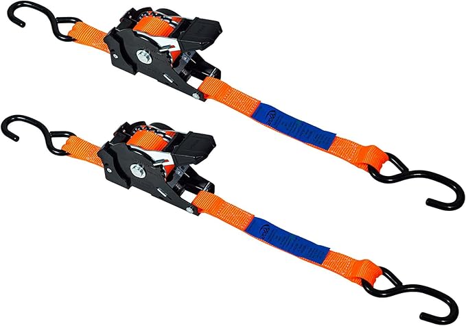 25mm Retractable Ratchet Strap, 680kg with S Hooks