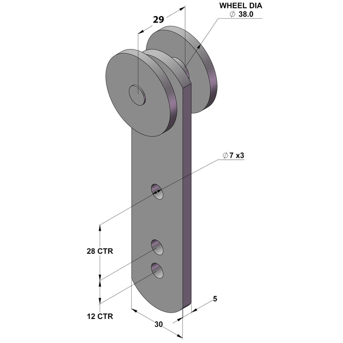 A diagram showing the diameters of a silver bobbin and roller when combined