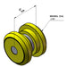 A diagram showing a yellow bearing bobbin. This explains the wheel diameter of 31mm and the width over wheels as 27mm